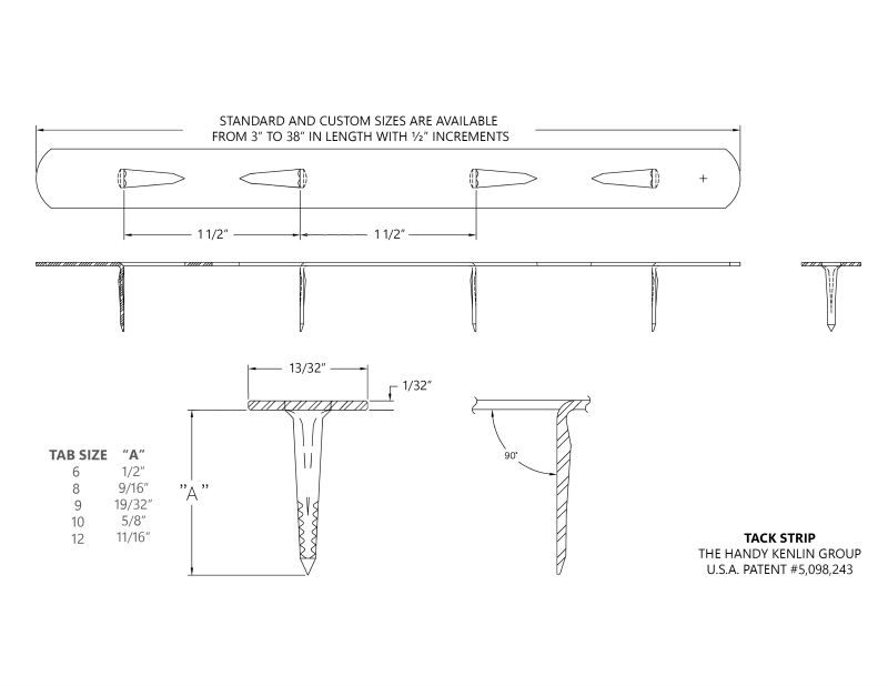 15" Upholstery Metal Tack Strip with Fabri-Trim™ Narrow Edge Design and Velvet Edge™ Fabric Protection